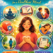Emotional wellness tips illustration showing mindfulness, self-care, stress management, and mental health balance